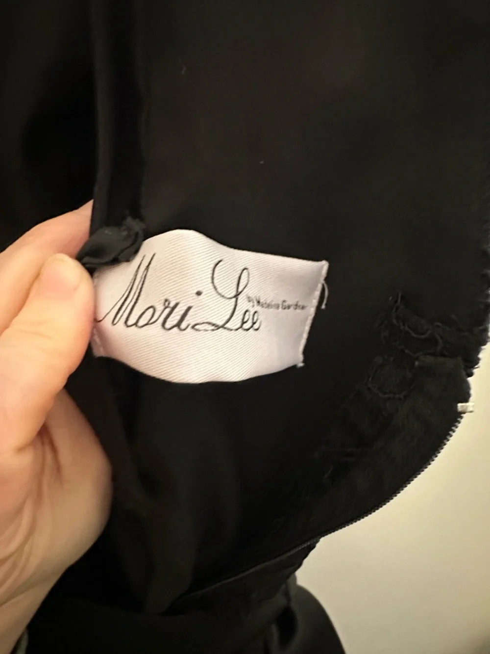 Mori Lee Madeline Gardner Black Lace Formal Gown - Size 8 - Floor Length - Picture 6 of 7
